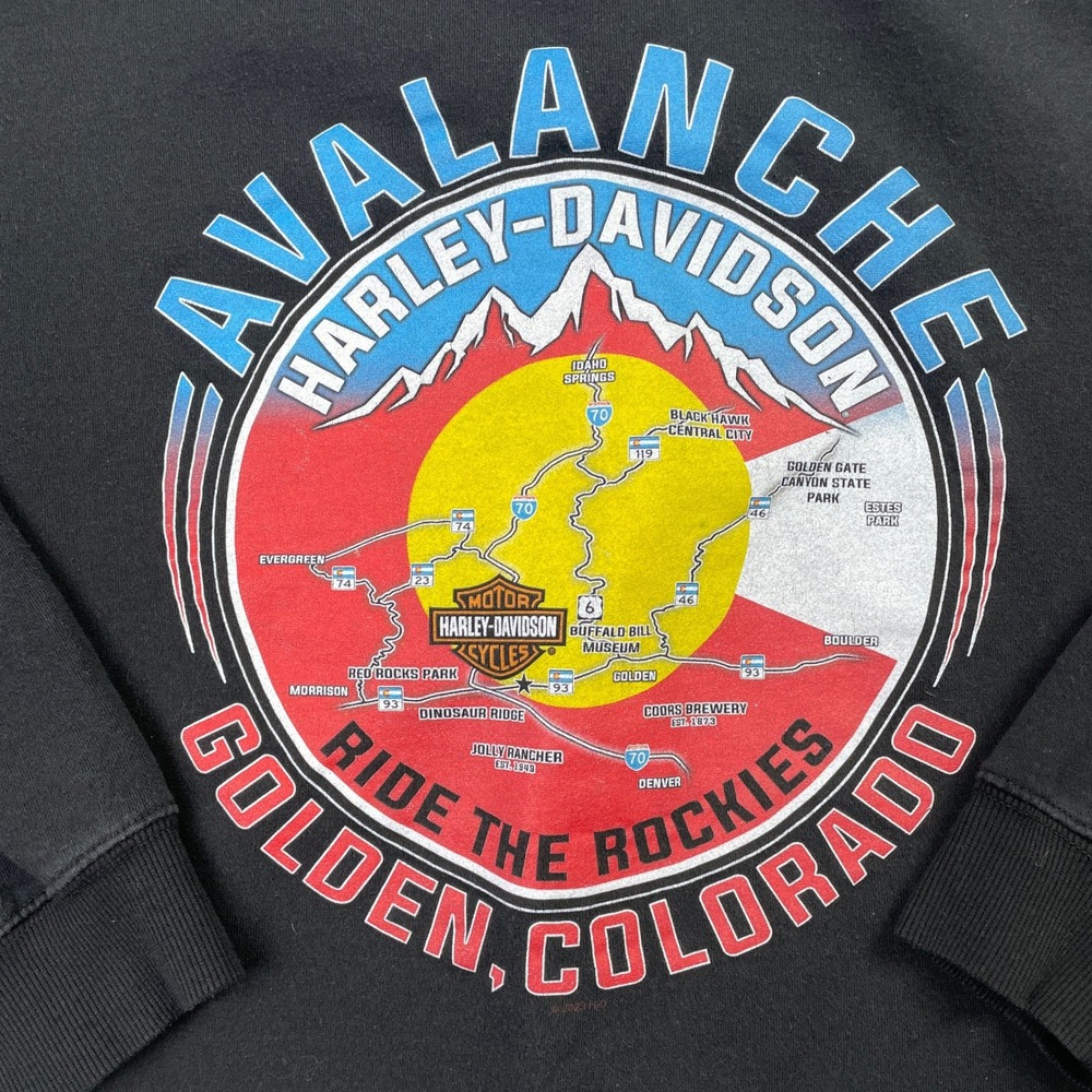 Harley Davidson Sweater Mens XL Black Full Zip Hoodie Avalanche Golden Colorado - Picture 6 of 13